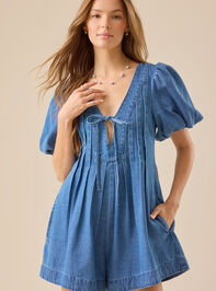 Evie Puff Sleeve Denim Romper - ALTAR'D STATE KIDS