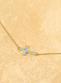 18K Gold Blue Cross Necklace - ALTAR'D STATE KIDS