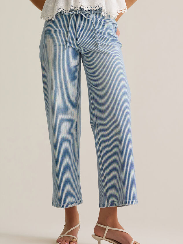 Peyton High Rise Stripe Denim Pant Detail 2 - AS Kids