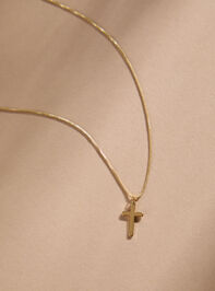 18k Gold Faithful Cross Charm Necklace Detail 2 - ALTAR'D STATE KIDS