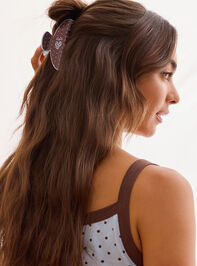 Brown Blue Polka Dot Claw Clip - AS Kids