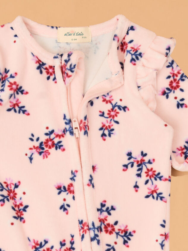 Nora Floral Velour Footie Detail 3 - AS Kids
