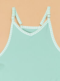 Hang Tough Gingham Trim Jumpsuit Detail 4 - AS Kids