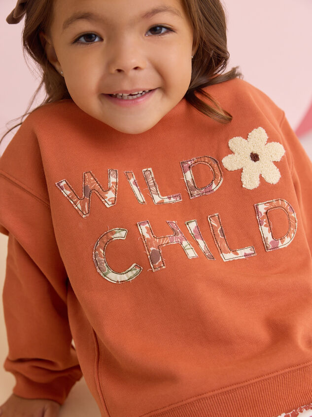 Wild Child Graphic Sweatshirt Detail 3 - AS Kids