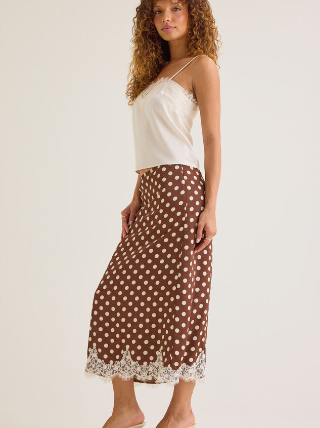 Lynlee Polka Dot Satin Lace Trim Skirt Detail 4 - AS Kids