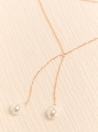 Layered Pearl Chain Y Necklace Detail 2 - AS Kids