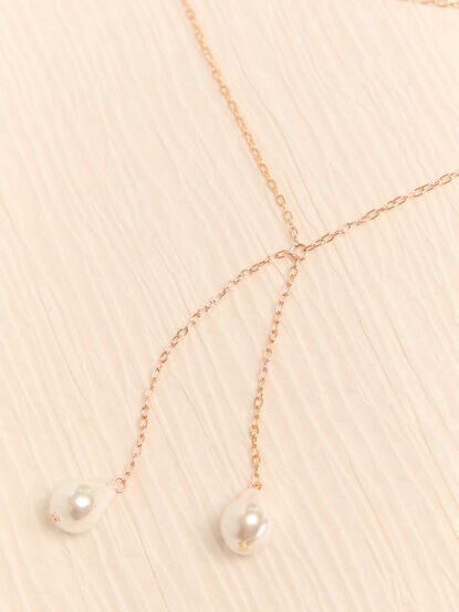 Layered Pearl Chain Y Necklace - AS Kids
