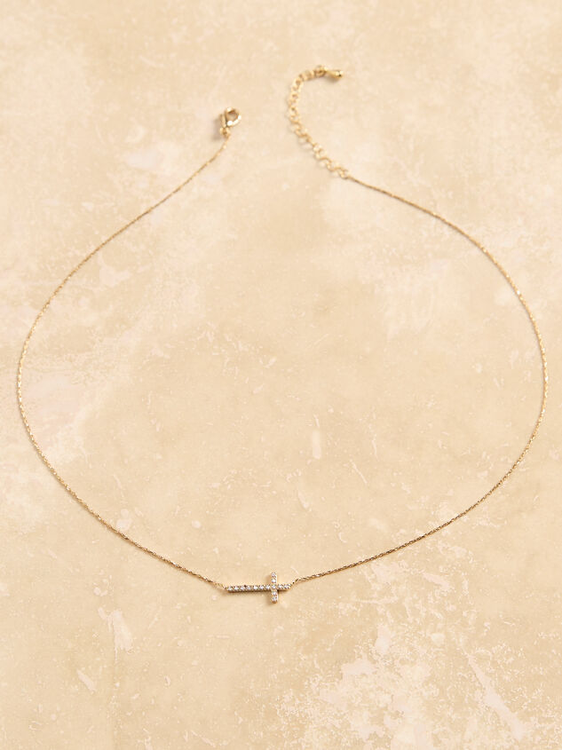 18K Gold Dipped Crystal Cross Necklace Detail 2 - ALTAR'D STATE KIDS