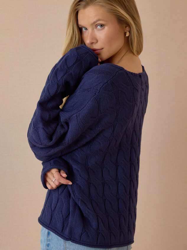 Harper V-Neck Cable Knit Sweater Detail 5 - AS Kids