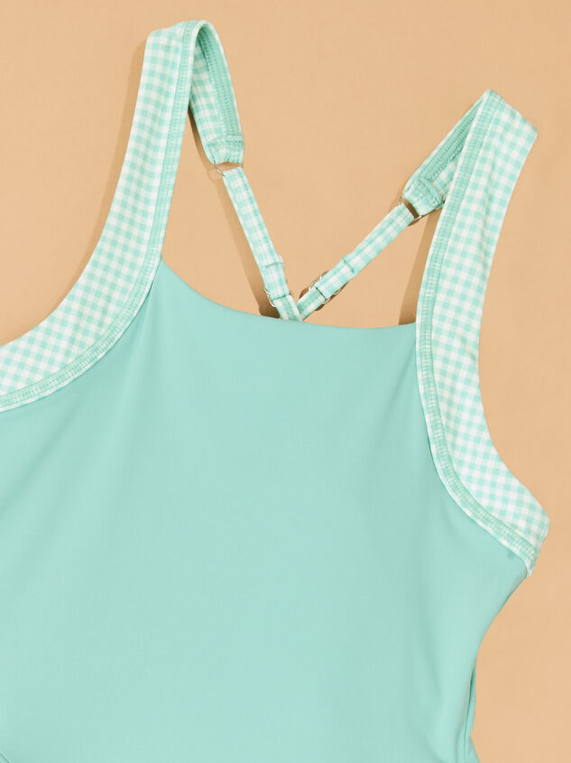 Greta Gingham Trim Athletic Dress Detail 3 - AS Kids