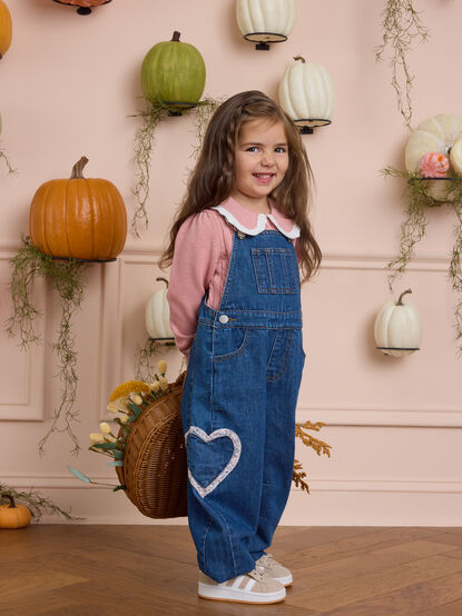 Reagan Heart Denim Overalls - AS Kids