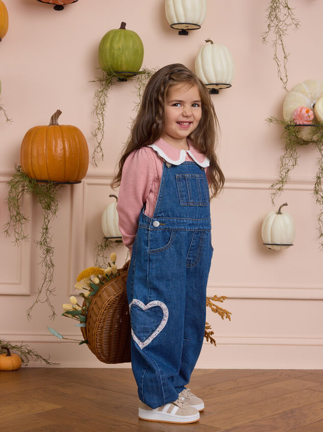 Reagan Heart Denim Overalls - AS Kids