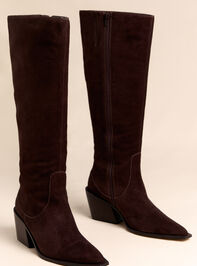 Antony Suede Block Heel Boot Detail 2 - AS Kids