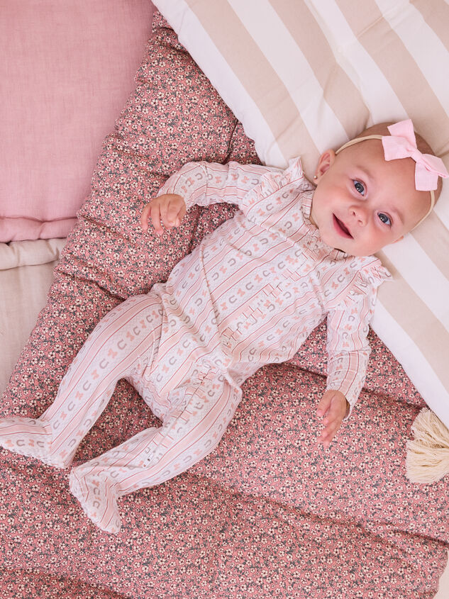 Horseshoe Bow Stripe Footie - AS Kids
