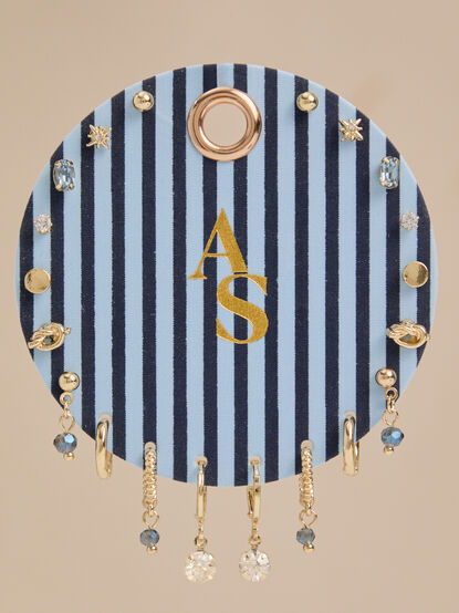Blue Striped 10 Pack Earring Set - AS Kids