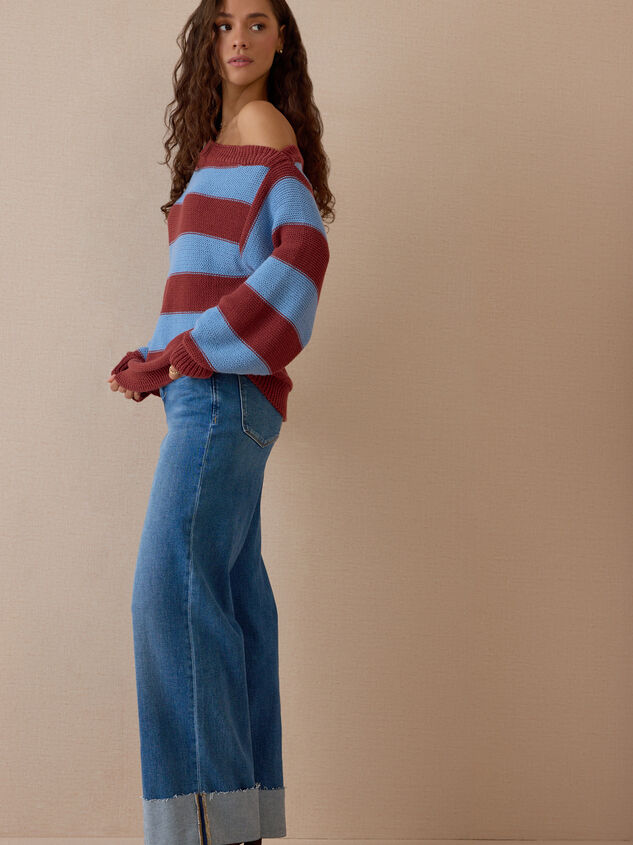 Aelin Stripe Asymmetrical Sweater Detail 4 - AS Kids