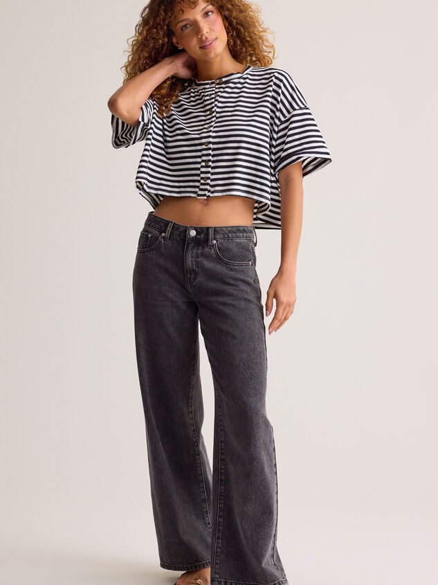 Keaton Button-Up Stripe Top Detail 3 - AS Kids