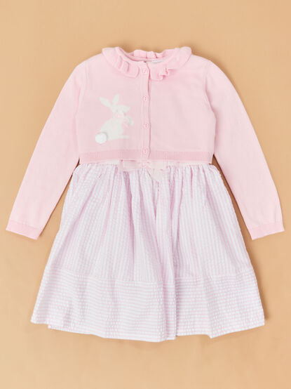 Bunny Seersucker Stripes Toddler Cardigan Dress - ALTAR'D STATE KIDS