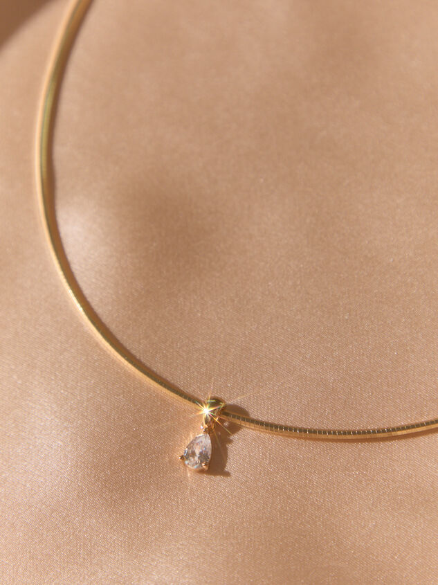 18K Gold Wire Teardrop Charm Necklace Detail 2 - AS Kids