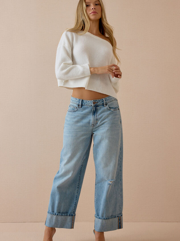 Chandler Ribbed Boatneck Crop Sweater Detail 6 - AS Kids