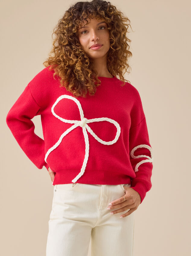 Braided Bow Mama Sweater Detail 4 - AS Kids