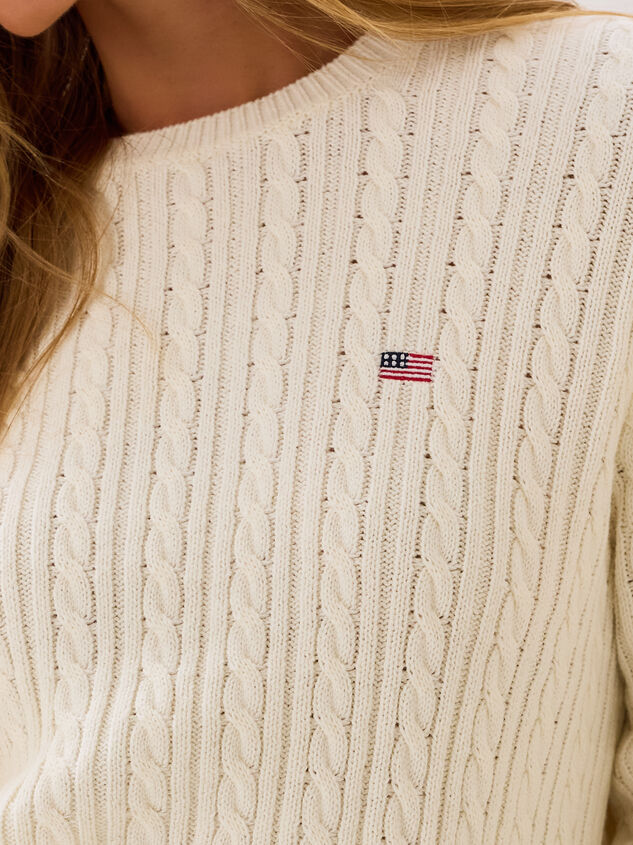 Sami American Flag Cable Knit Sweater Detail 3 - AS Kids