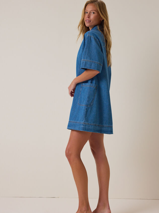 Maya Denim V-Neck Dress Detail 3 - ALTAR'D STATE KIDS