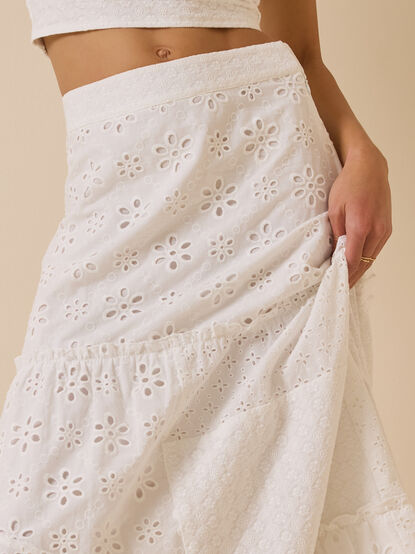 Nalia Eyelet Tiered Midi Skirt - ALTAR'D STATE KIDS