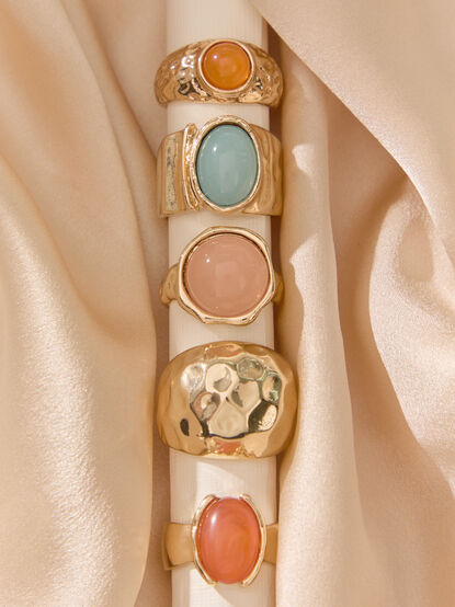 5 Pack Stone Ring Set - AS Kids