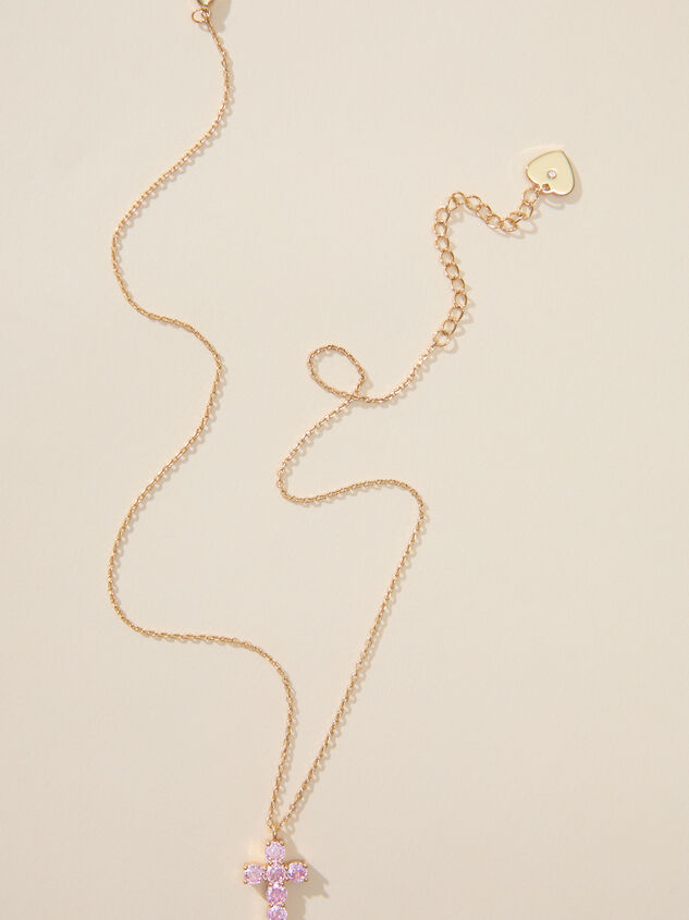 Pink Glitz Cross Necklace Detail 2 - ALTAR'D STATE KIDS