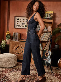 Jana Lace-Up Denim Jumpsuit Detail 3 - AS Kids