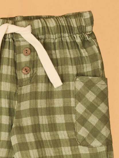 Hayes Gingham Cargo Baby Pants - AS Kids
