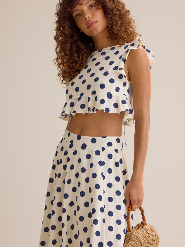 Billie Polka Dot Linen Top Detail 4 - AS Kids