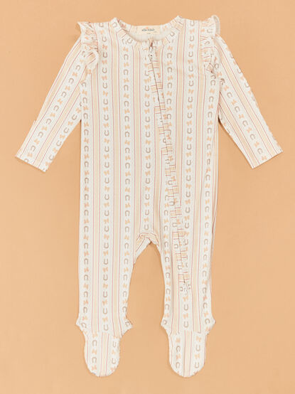 Horseshoe Bow Stripe Footie - AS Kids