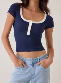 Lennox Contrast Trim Henley Cami Detail 2 - AS Kids