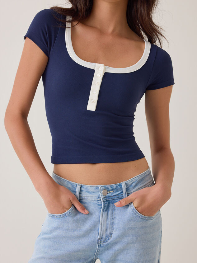 Lennox Contrast Trim Henley Cami Detail 2 - AS Kids