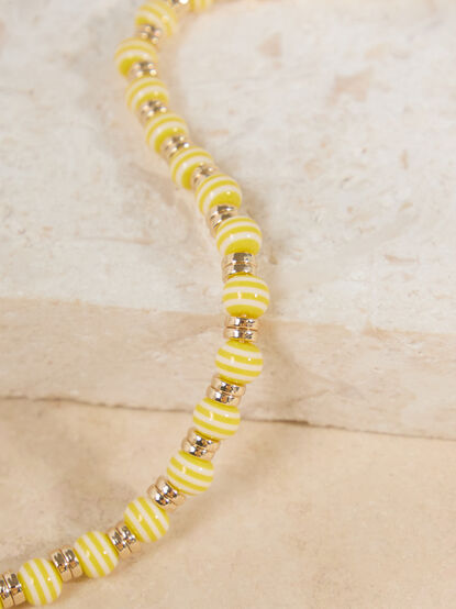 Yellow Stripe Beaded Necklace - ALTAR'D STATE KIDS