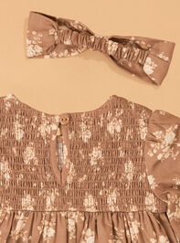 Elise Floral Puff Sleeve Baby Dress Detail 3 - AS Kids