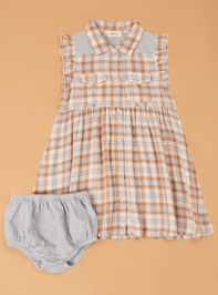 Western Plaid Snap Dress - AS Kids