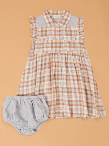 Western Plaid Snap Dress - AS Kids
