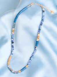 Marble Blue & Gold Beaded Statement Necklace - AS Kids