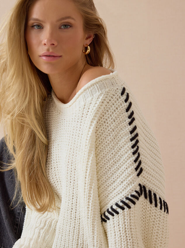 Violetta Whipstitch Pullover Sweater Detail 4 - AS Kids