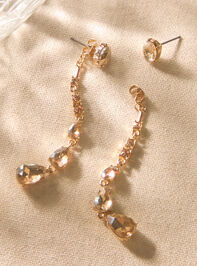 Champagne Linear Jewel Earrings Detail 3 - AS Kids