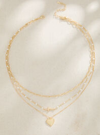 Layered Heart Pendant Cross Charm Necklace Detail 2 - ALTAR'D STATE KIDS