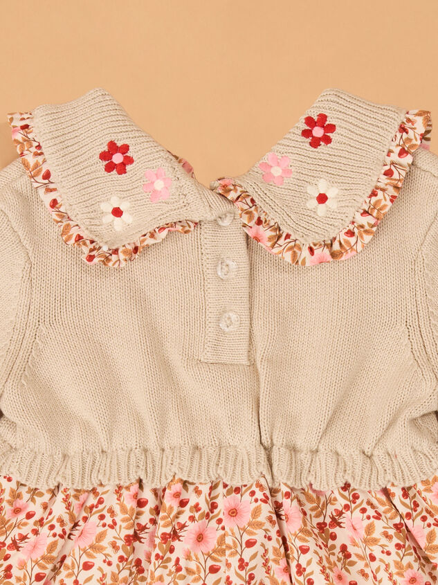 Clara Floral Sweater Dress Detail 3 - AS Kids