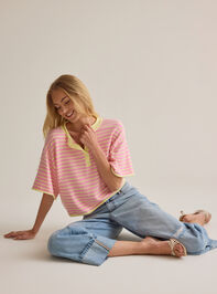 Aspyn Stripe Henley Sweater Detail 4 - AS Kids