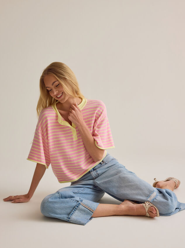 Aspyn Stripe Henley Sweater Detail 4 - AS Kids