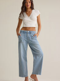 Masyn High Rise Striped Barrel Pant Detail 2 - AS Kids
