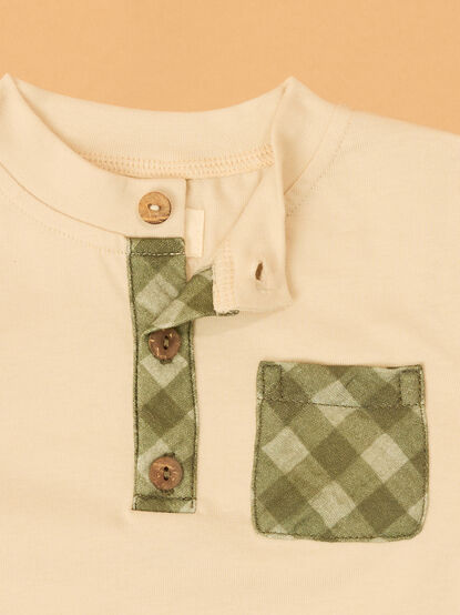 Hayes Gingham Long Sleeve Toddler Henley - AS Kids